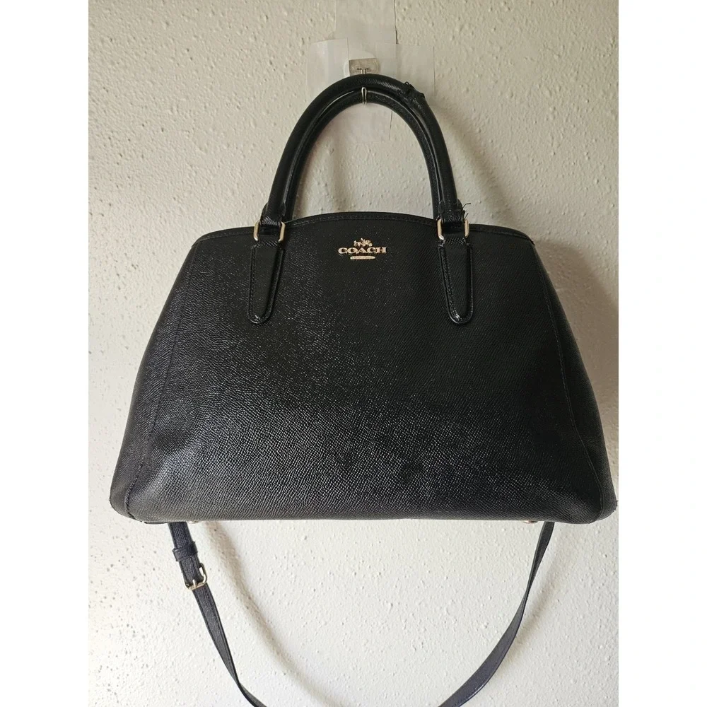 COACH Crossgrain‎ Leather Margot Carryall Purse/Satchel Black